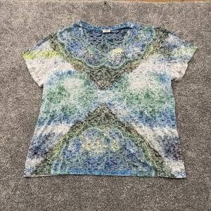 Cato Top Women 18 Plus Boho Rhinestones Embellished Tie Dye Flowy Ethereal Artsy